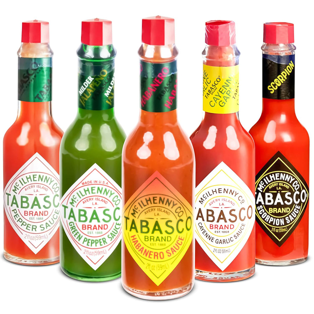 Tabasco Hot Sauce Scorpion Variety Pack - Tabasco Sauce 2oz Bottles - Original, Green Tabasco, Garlic, Habanero & Scorpion Flavors - Variety Pack of Hot Sauces - Tobosco Hot Sauce Gift Set