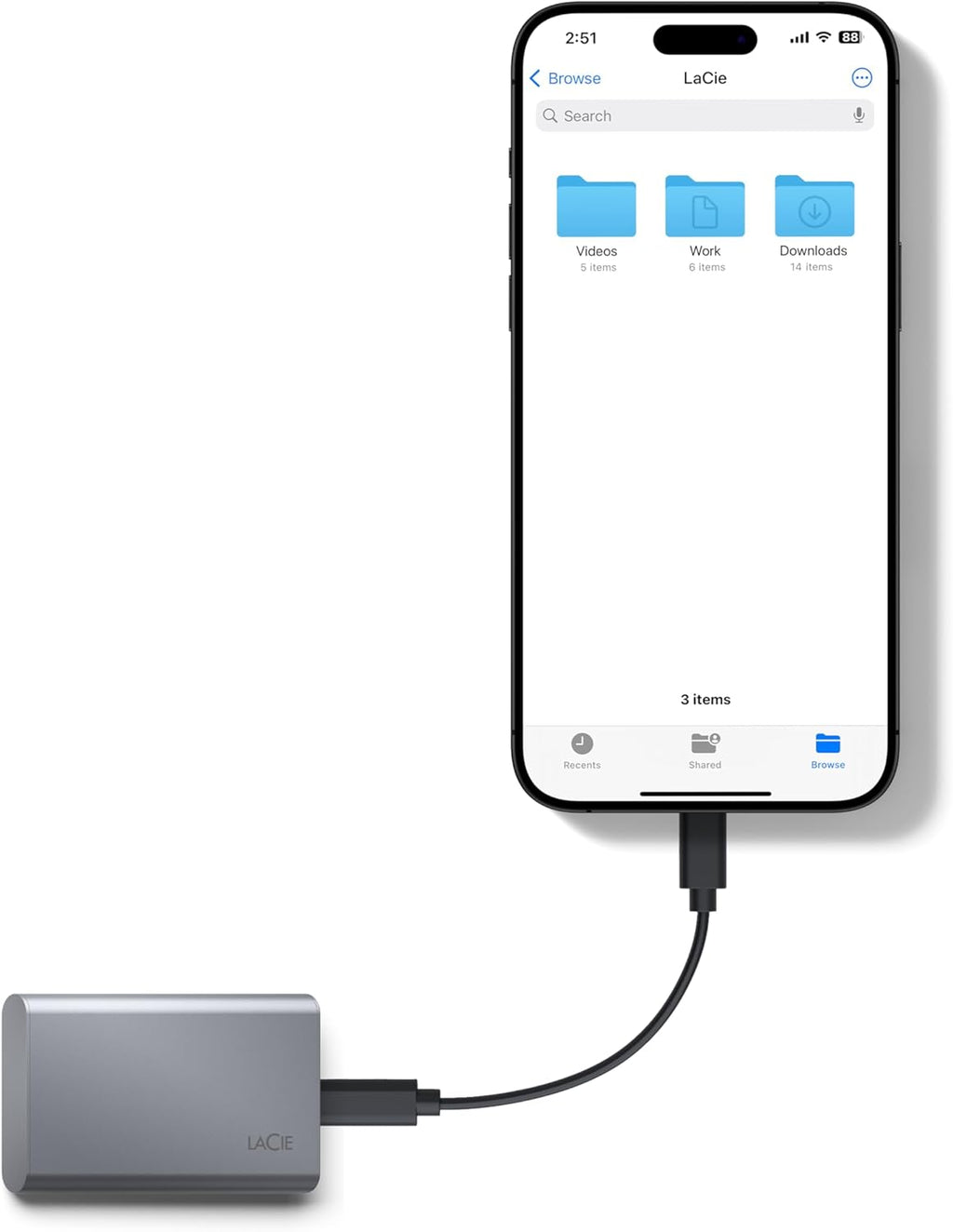 LaCie Mobile Drive SECURE 2TB Portable SSD - Space Grey, USB-C 3.2 R636