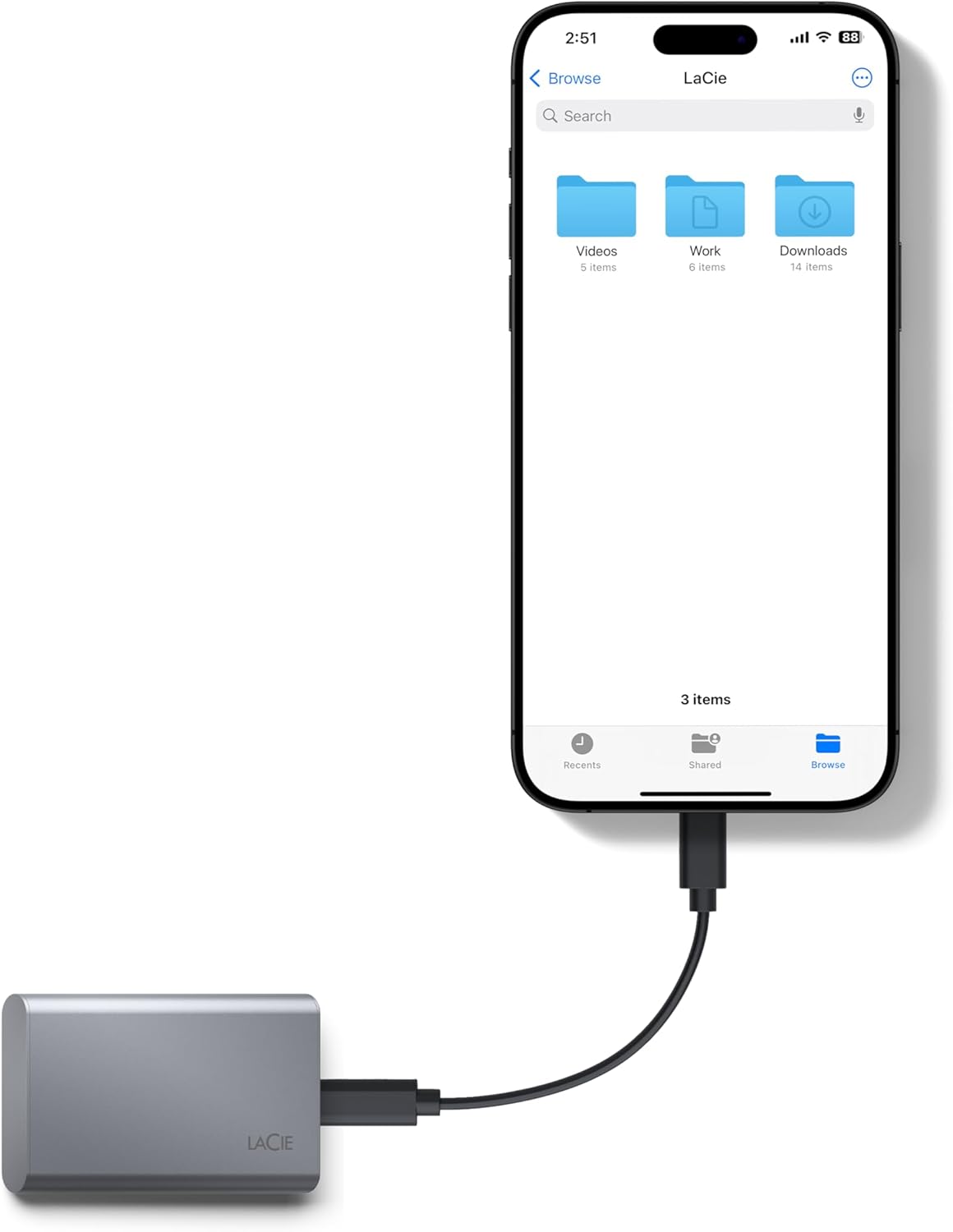 LaCie Mobile Drive SECURE 2TB Portable SSD - Space Grey, USB-C 3.2 R636