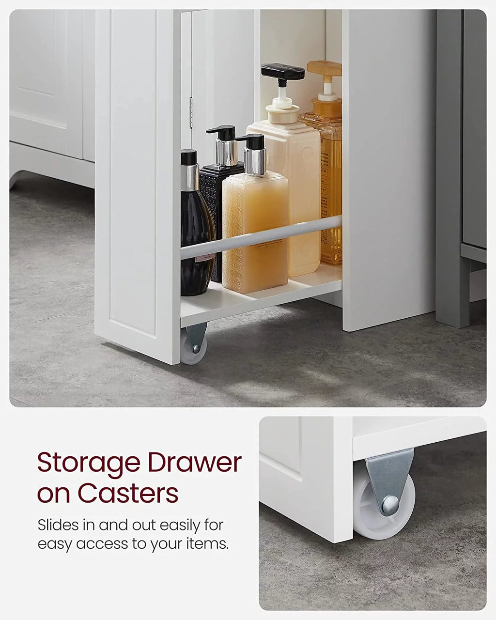 YINCHEN Small Bathroom Storage Cabinet with Toilet Paper Holder, White H76028