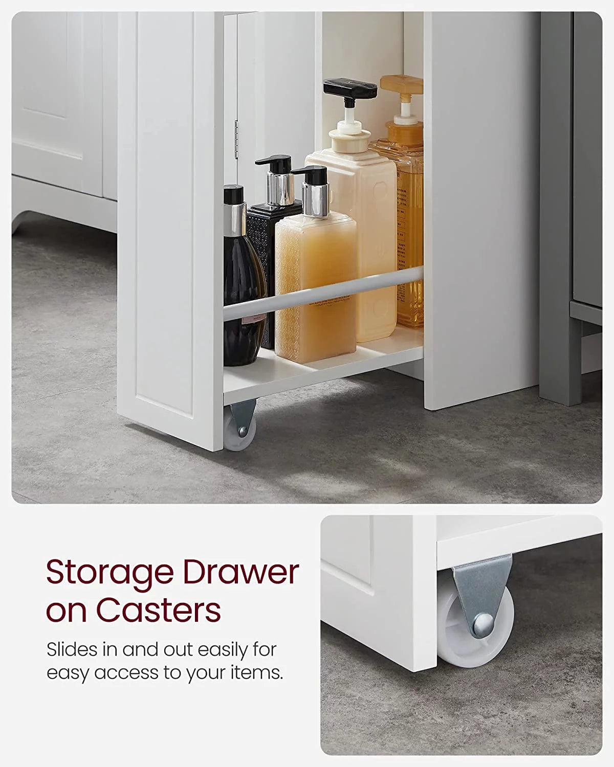 YINCHEN Small Bathroom Storage Cabinet with Toilet Paper Holder, White H76028