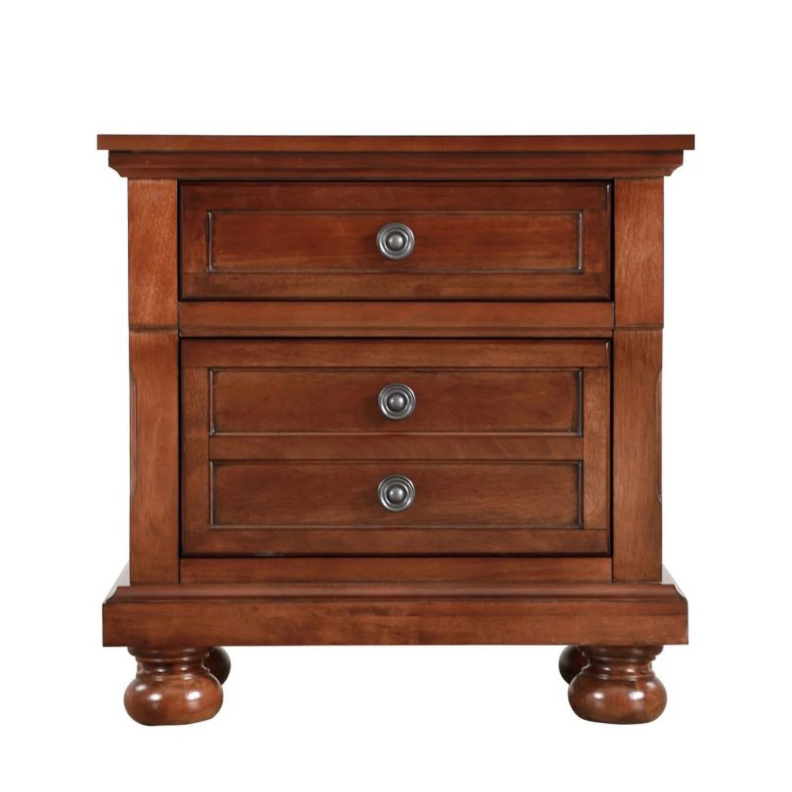 Maklaine Contemporary Engineered Wood 2 Drawer Nightstand Cherry S81384