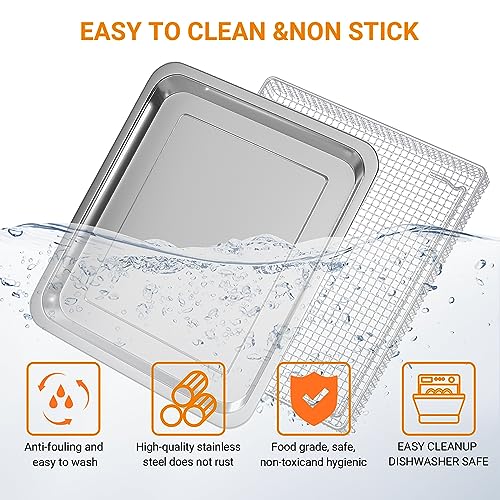 Stainless Steel Baking Tray Pan and Air Fryer Basket for Cuisinart TOA-060 TOA-065 J745