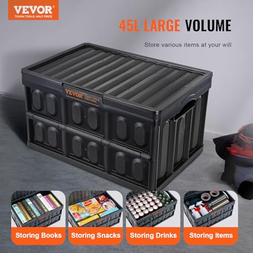 VEVOR 45L Collapsible Storage Bins with Lids, 3 Packs, Stackable Q89412