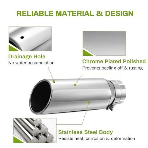 AUTOSAVER88 3" Inlet Black Stainless Steel Exhaust Tip H579166