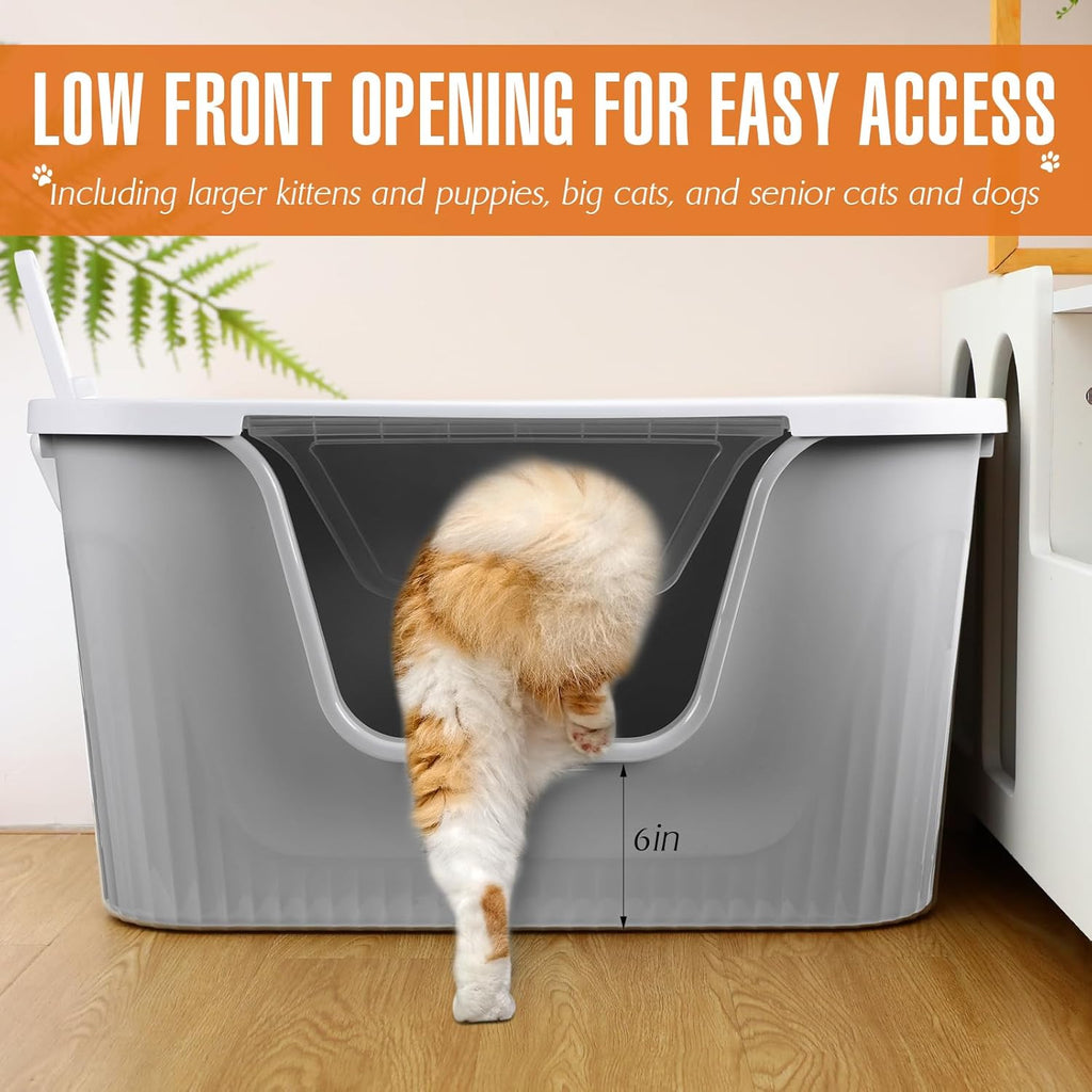 Hushee Enclosed Cat Litter Box Extra Large with Scoop, Front Entry, Easy Clean M88545