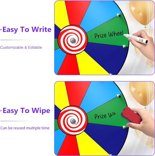 14 Inch Spinning Prize Wheel with 10 Slots and Dry Erase Marker X56975