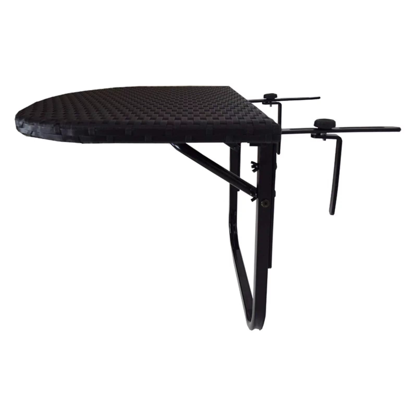 Oakland Living Wicker Metal Foldable Balcony Table with Adjustable Clamps - Black Z5967