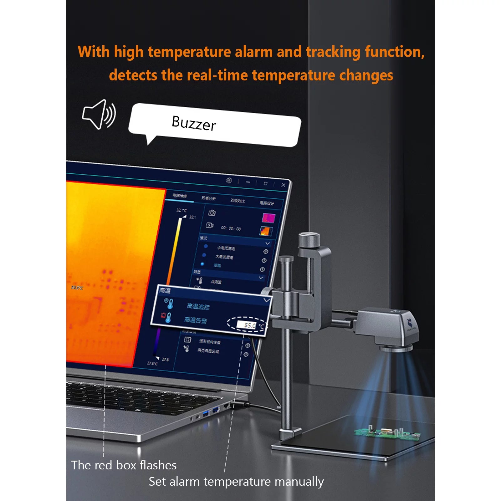 Andoer DytSpectrumOwl PCBA Thermal Analyzer 260x200 Circuit Board Infrared Thermal Imaging with Adjustable Metal Bracket H378948