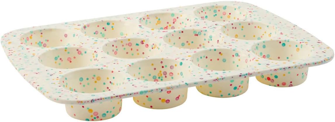 Trudeau Structure White Confetti Reinforced 12 Cup Dome Cake Pan Silicone Bakeware, 2 Pack A233821