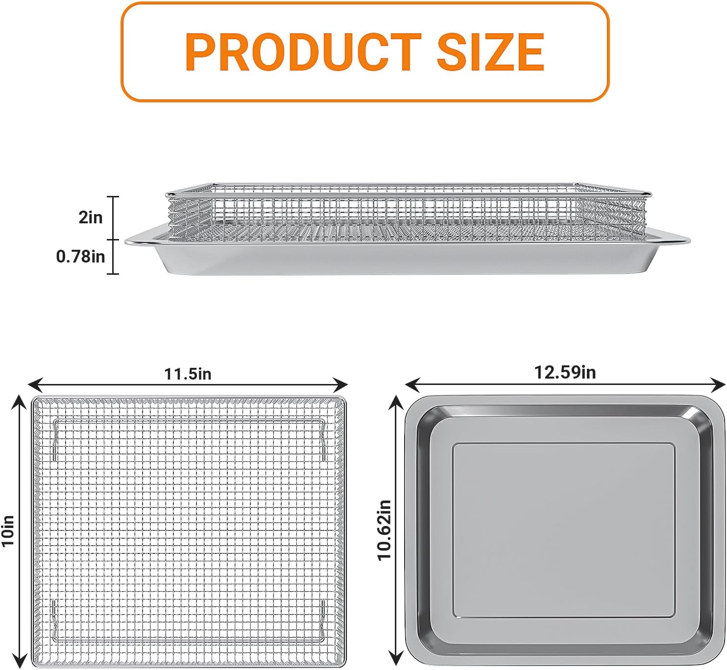 Cuisinart Airfryer Stainless Steel Baking Tray Pan and Basket O1866