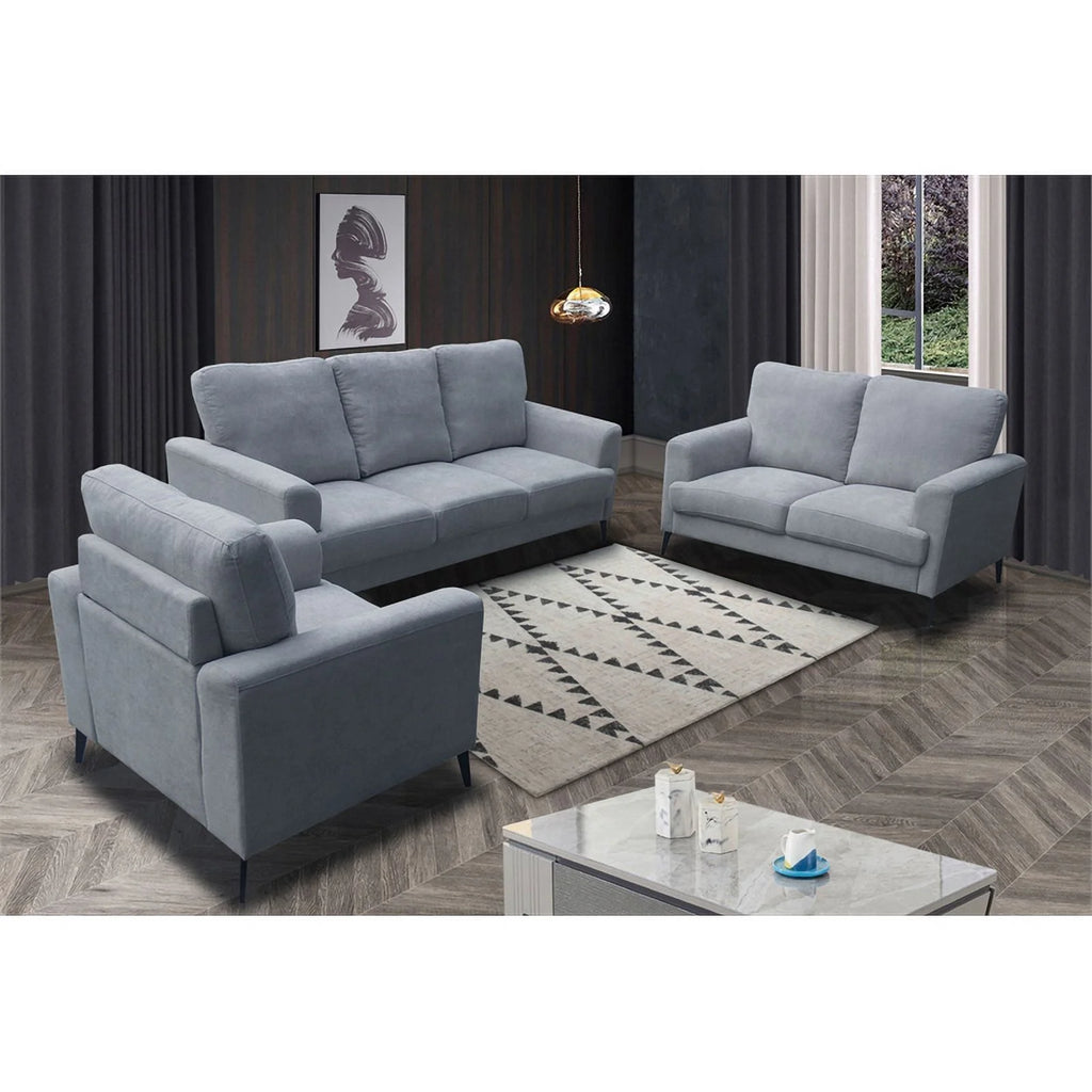 Pemberly Row Gray Chenille Sofa Loveseat Chair Set Z8818