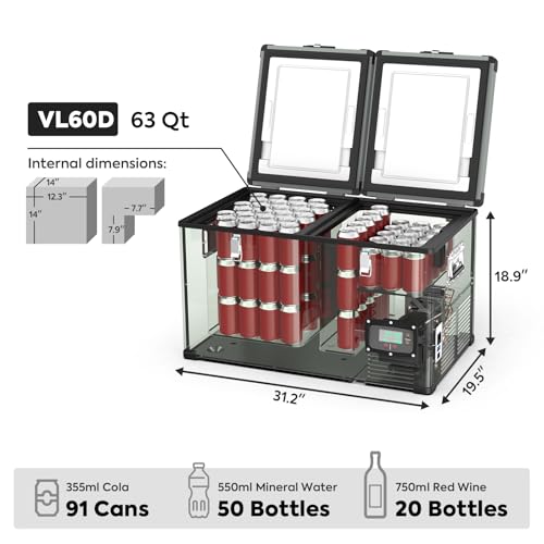 ICECO VL60 12V Car Refrigerator 63Qt Dual Zone Portable Freezer F1988