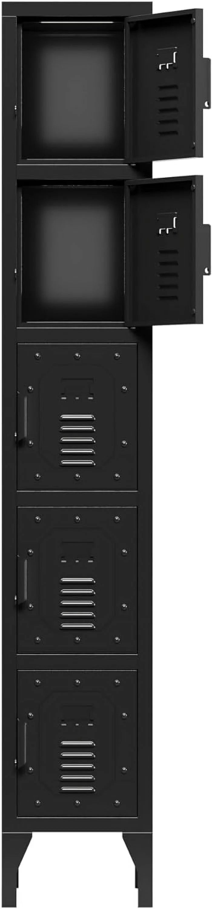 Metal Storage Cabinet 5-Door Lockable Locker 72" Tall Black U504868
