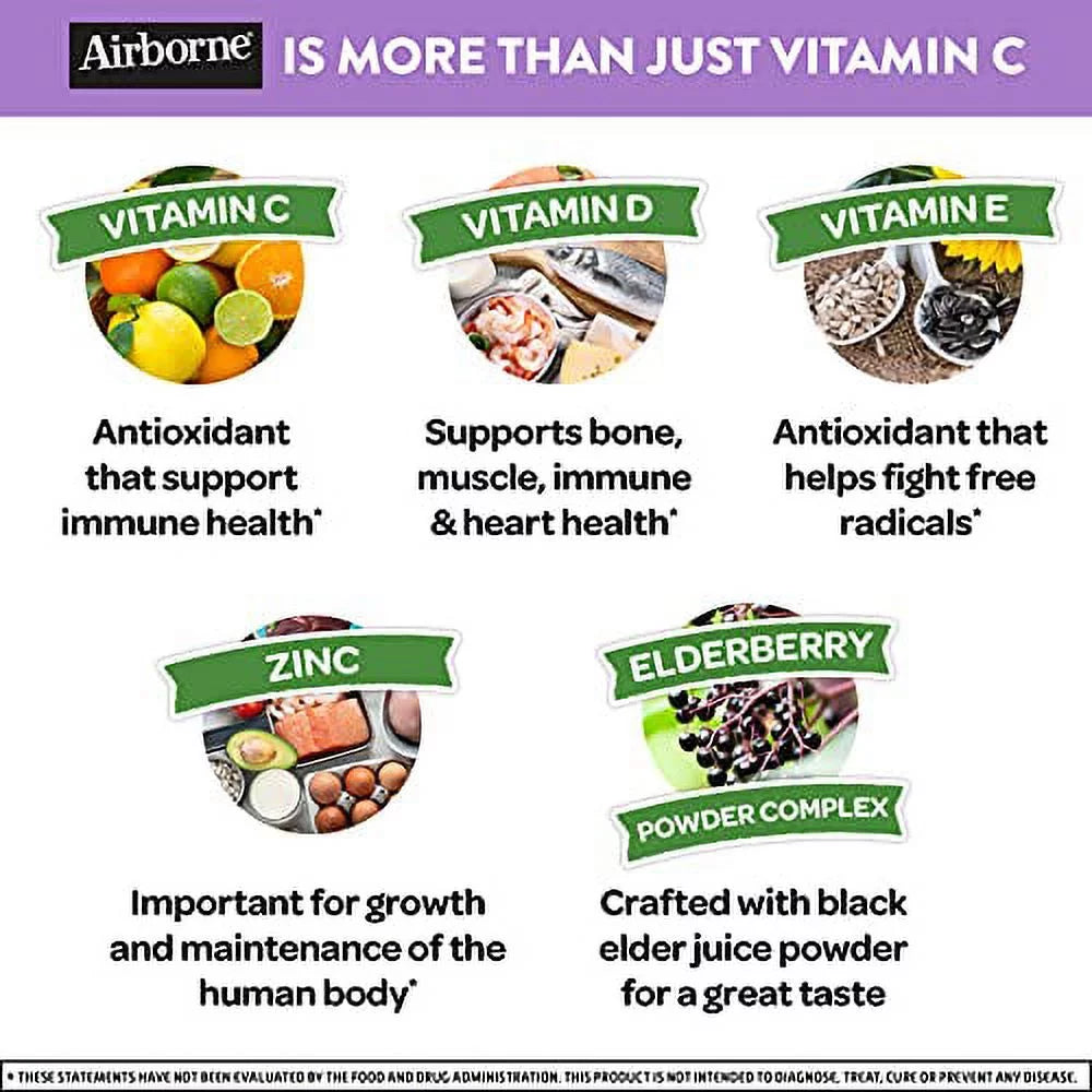 Airborne Elderberry + Vitamins & Zinc Gummies, 130 Count, Gluten-Free X352