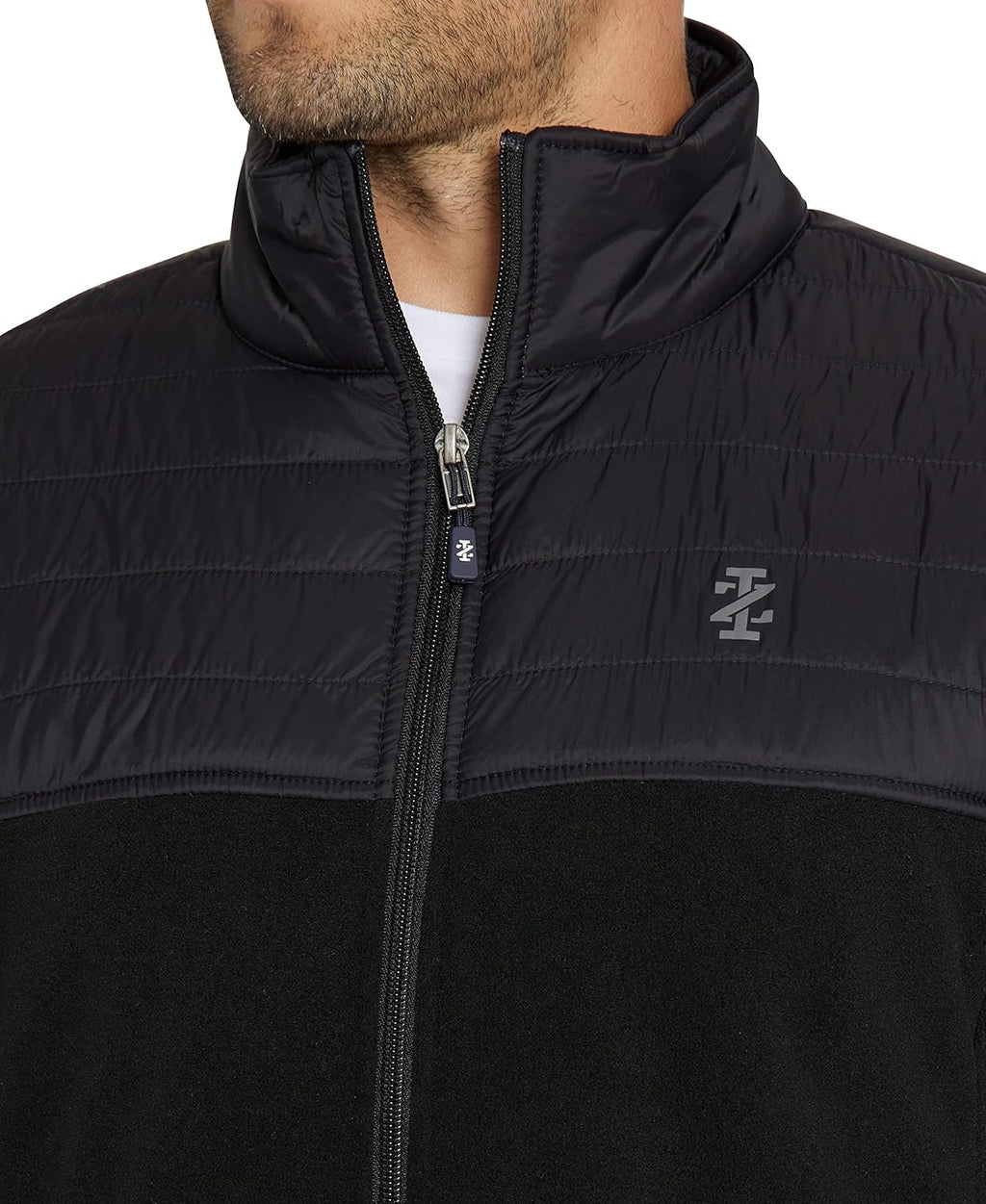 IZOD Men's Fleece Jacket with Nylon Trim, Black, XX-Large E867645