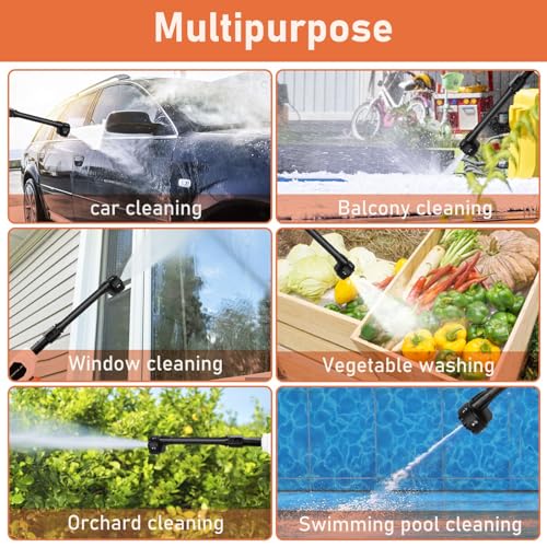 Cordless Pressure Washer with Foam Cannon, 6-in-1 Nozzle, Battery and Charger Included E161660