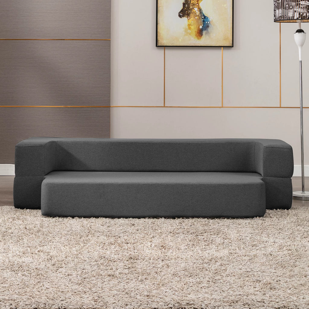 Mjkone Folding Queen Size Sleeper Sofa Bed with Memory Foam, Dark Gray N850