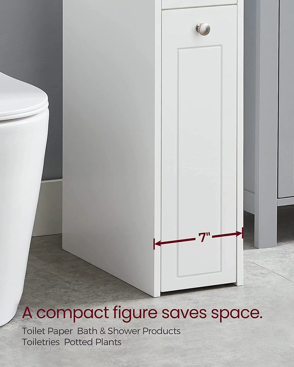 YINCHEN Small Bathroom Storage Cabinet with Toilet Paper Holder, White H76028