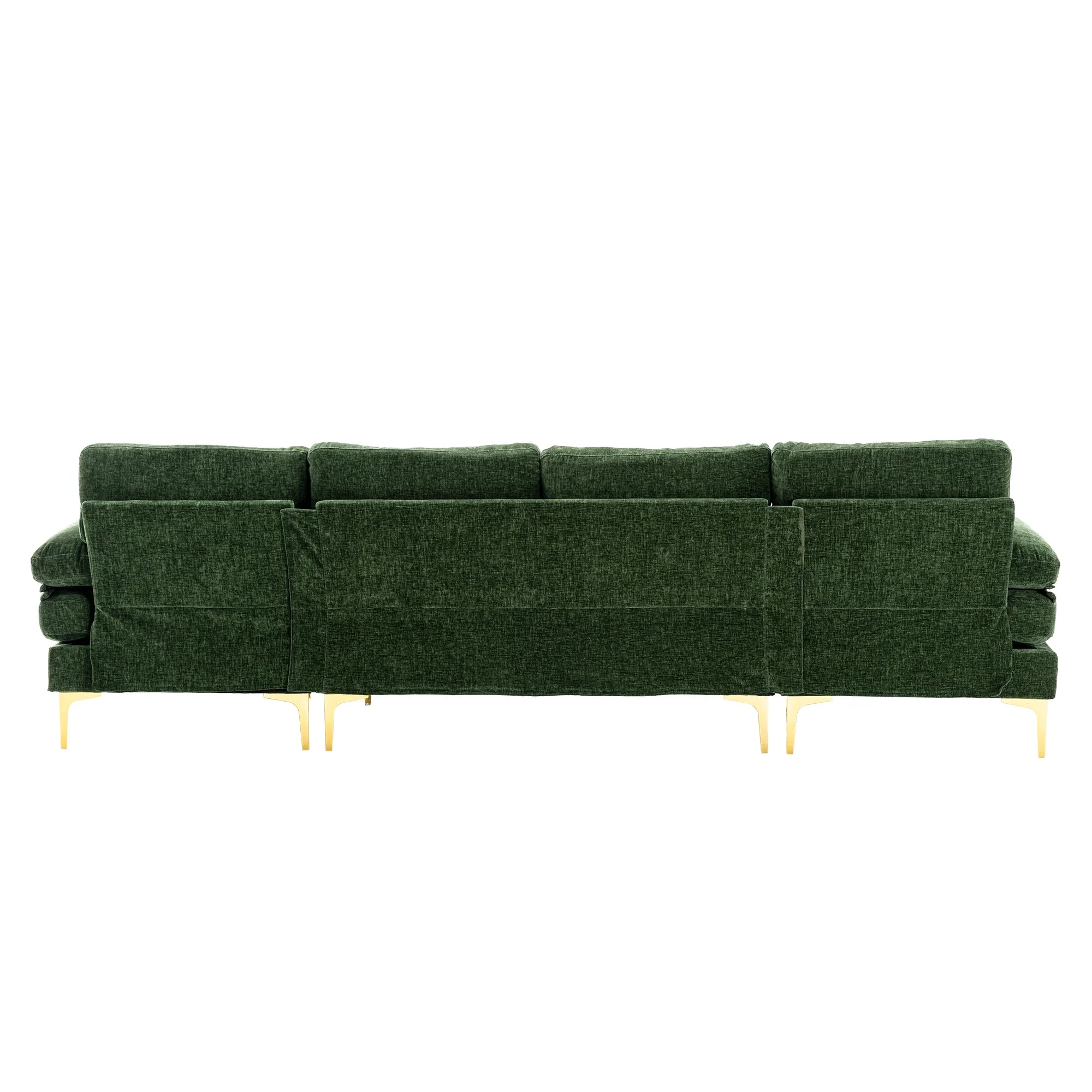 Luccalily U-Shaped Sectional Sofa with Golden Metal Legs, Velvet G28249