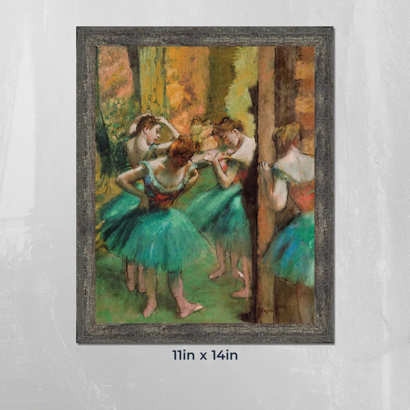 Dancers Pink and Green by Edgar Degas Framed Wall Art Print 11x14 Q294235