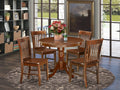 East West Furniture Antique 5-piece Dining Chair and Round Table Set in Mahogany
