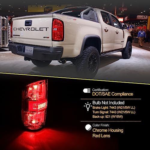 AUTOWIKI Tail Light Assembly for 2015-2022 Chevy Colorado, Red Clear Lens, Driver Left Side H74507