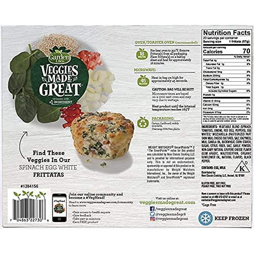 Garden Lites Veggies Made Great Spinach Egg White Frittatas, 40 Count, Gluten-Free Y1029