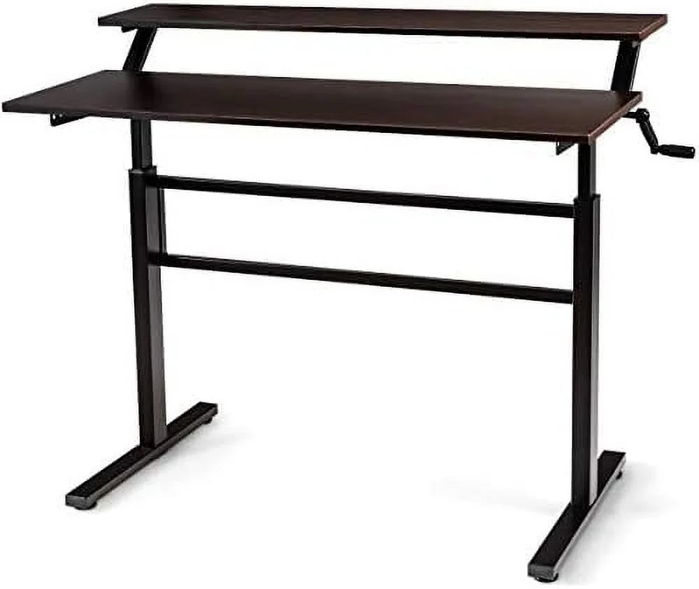 HJZBNONE Standing Desk 2-Tier Adjustable Computer Workstation with Monitor Stand, Brown U316573