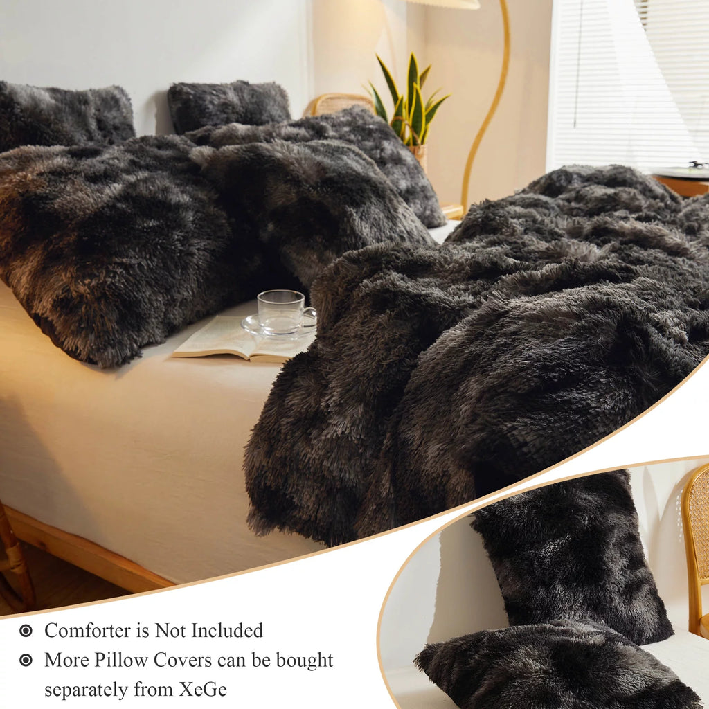 Tie Dye Plush Shaggy Duvet Cover Set Queen M2806