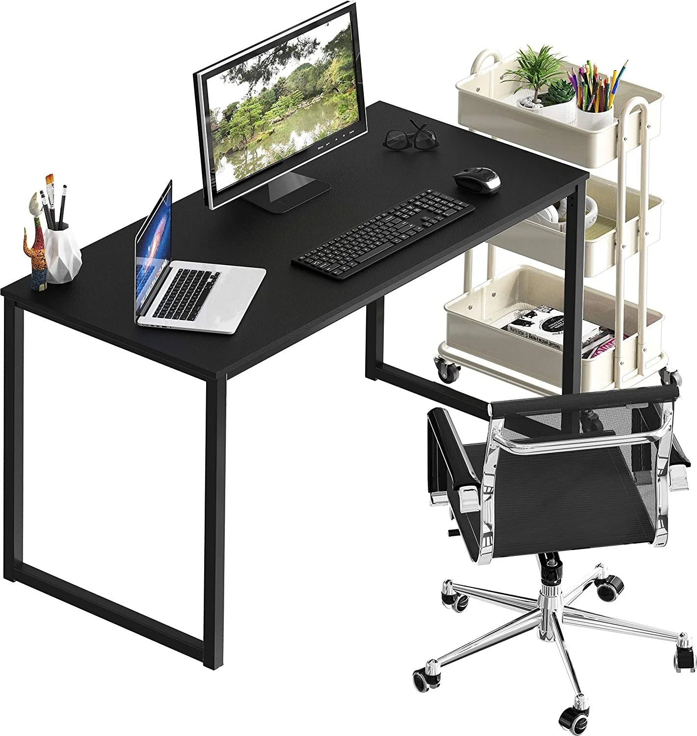SHW Home Office 48-Inch Computer Desk, Black V8699