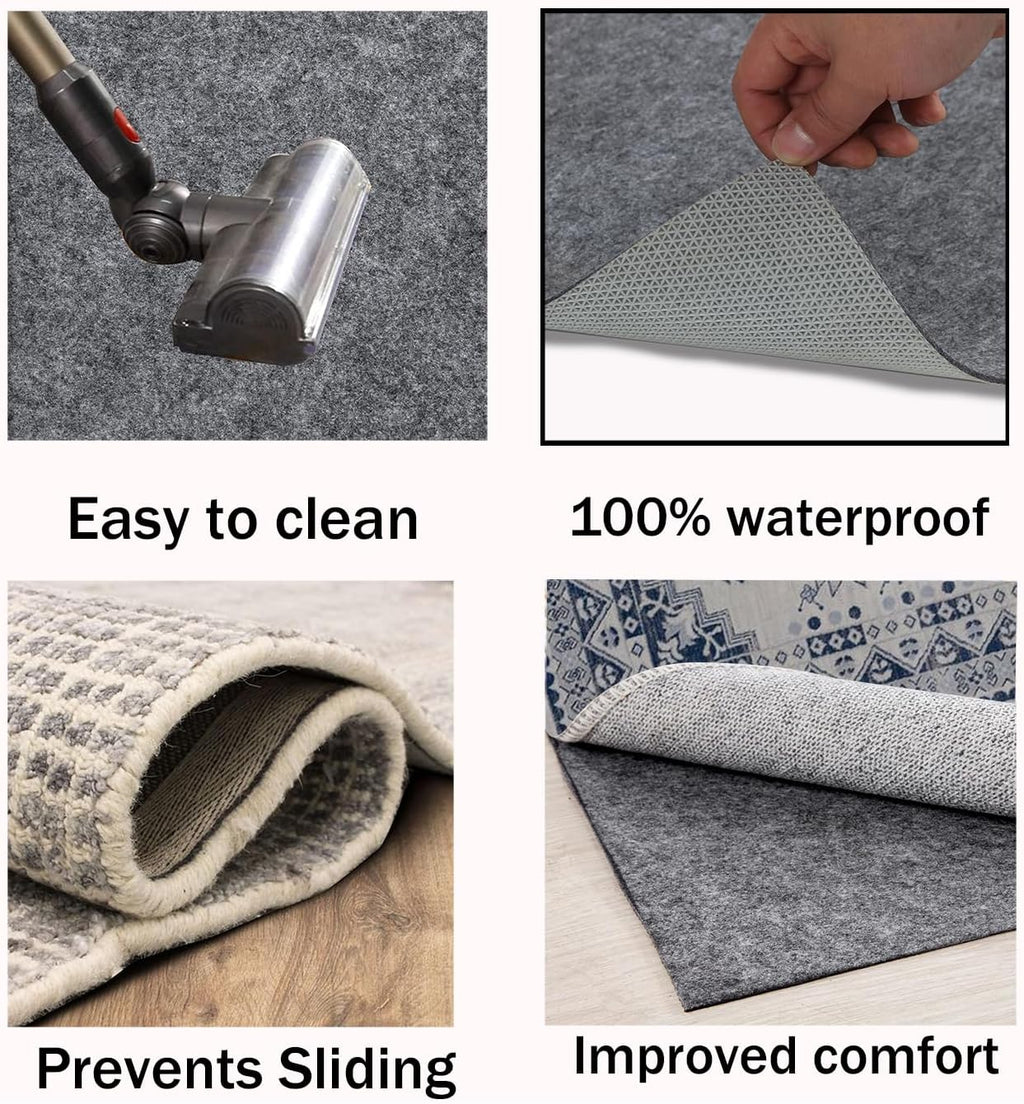 Waterproof Non-Slip Rug Pad 5x7 ft for Hardwood Floors A2412