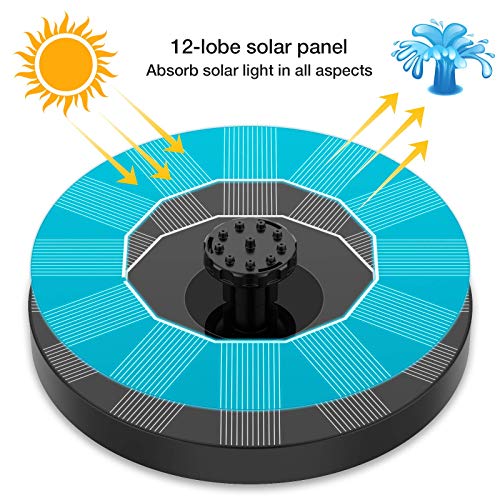 AISITIN Solar Bird Bath Fountain with 6 Nozzles and Brackets P6565