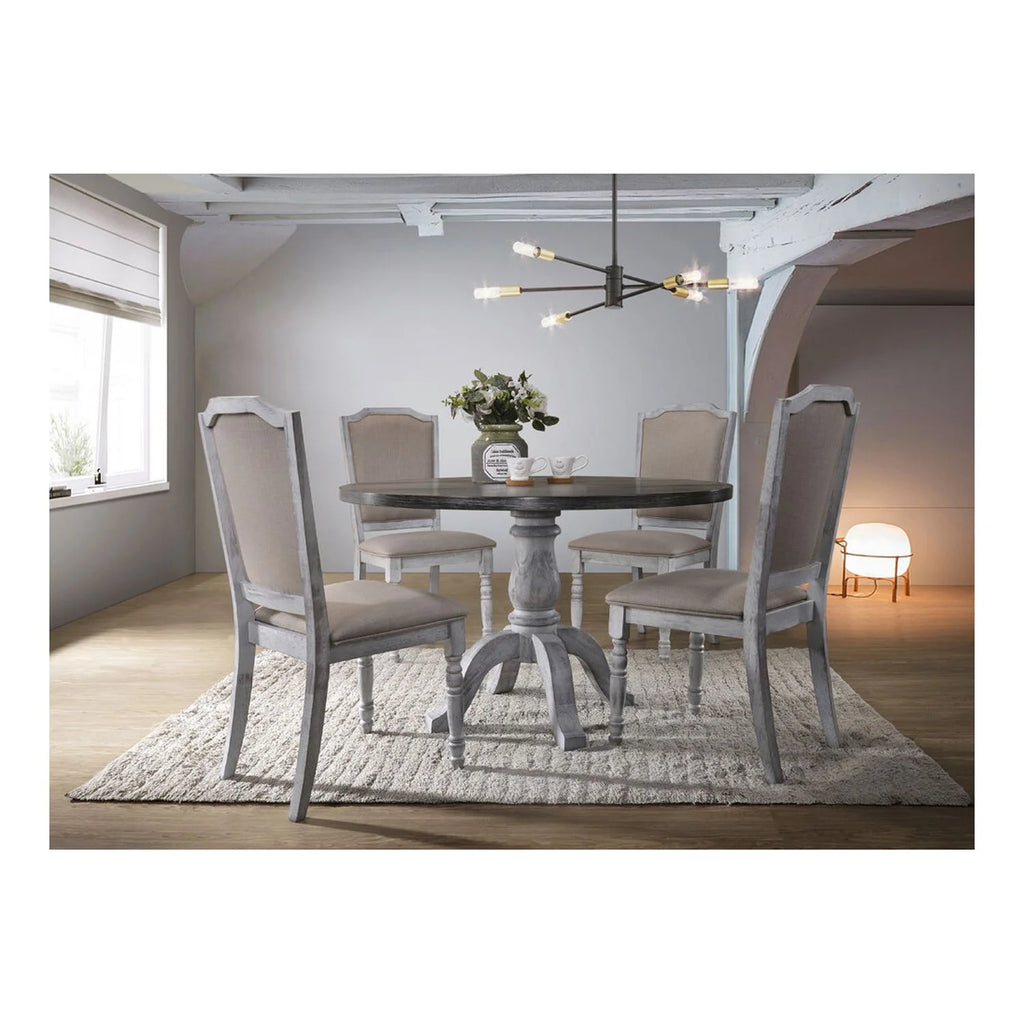 Master Farmhouse Style Wood Round Dining Table in Weathered Gray H386225