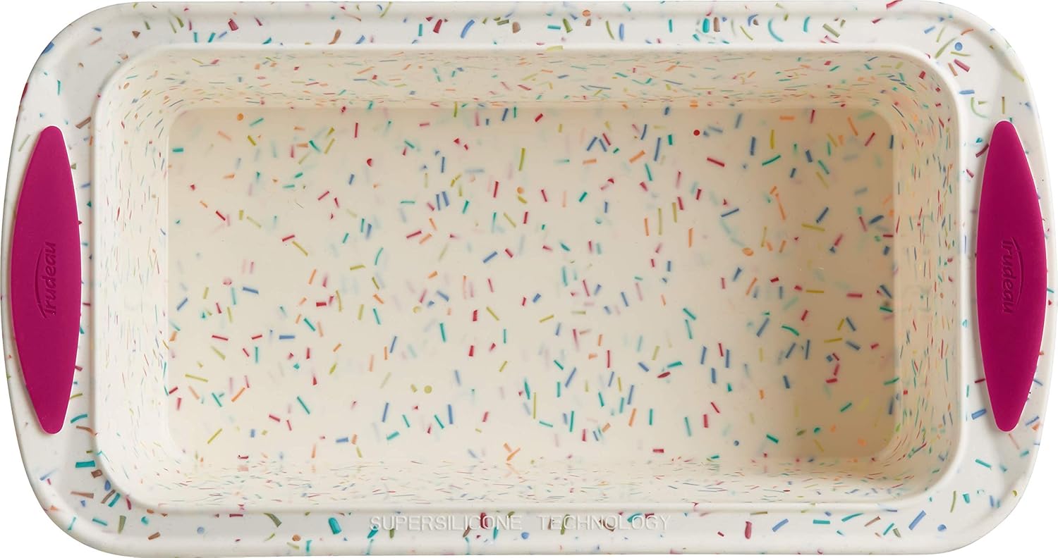 Trudeau Structure Loaf Pan Silicone Bakeware, Medium, White Confetti D4374