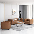 Christopher Knight Home Goyette Faux Leather 3 Piece Club Chair and Sofa Set by  Cognac Brown/ Dark Walnut