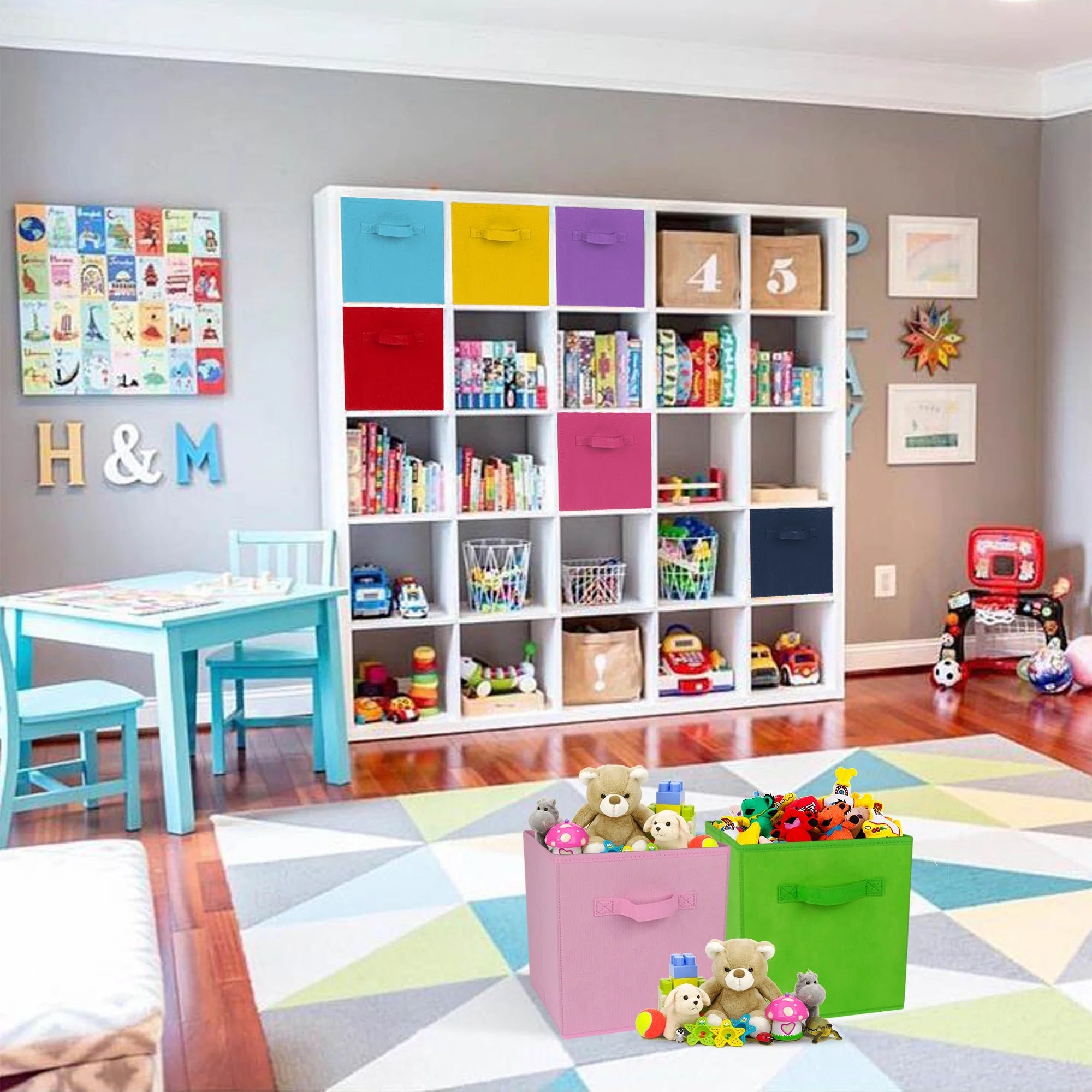 Klozenet 11 inch Cube Storage Bins 8-Pack, Multi Colored, for Kids Room and Toys K562