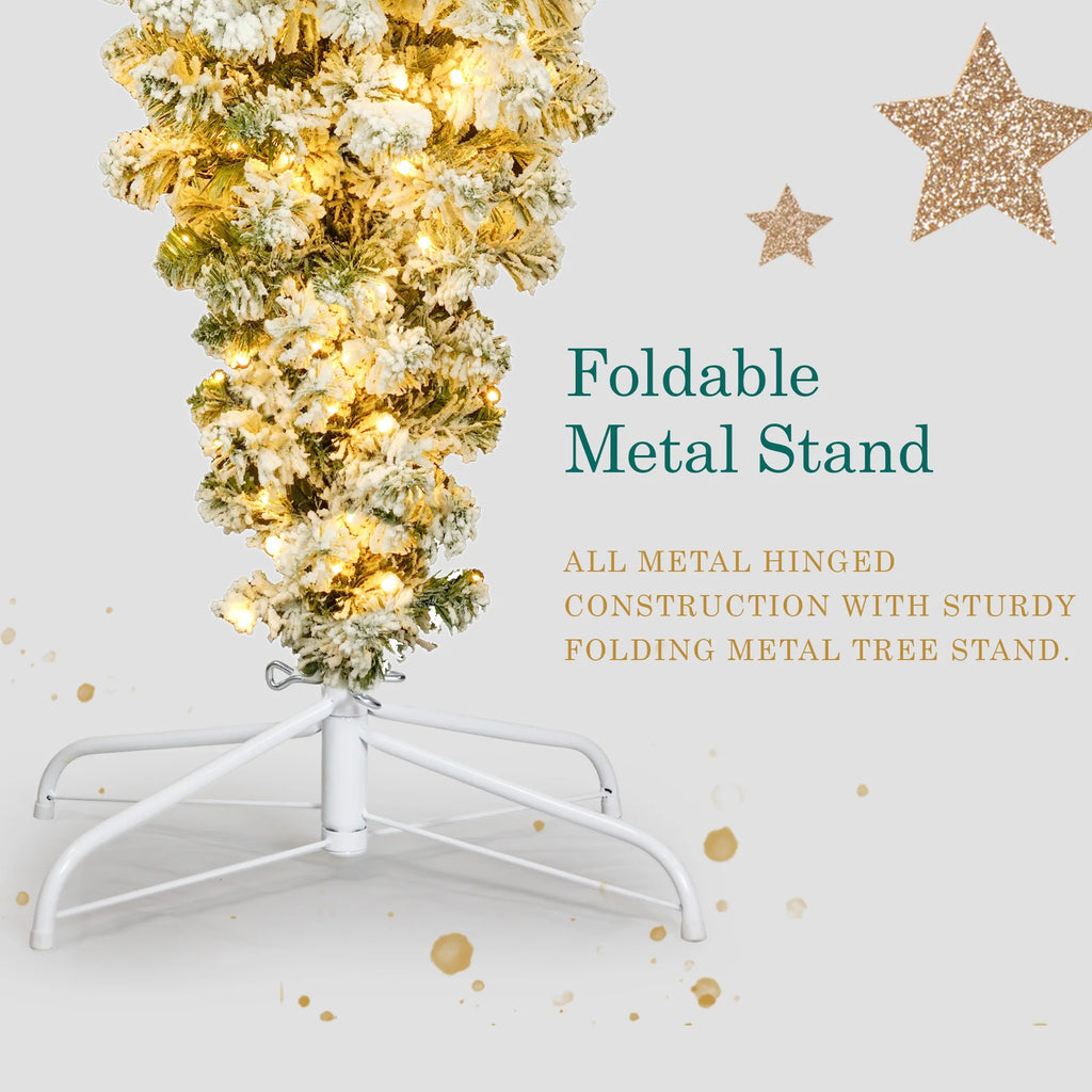 PAPROOS 6FT Prelit Upside Down Christmas Tree with 360 LED Lights U9233