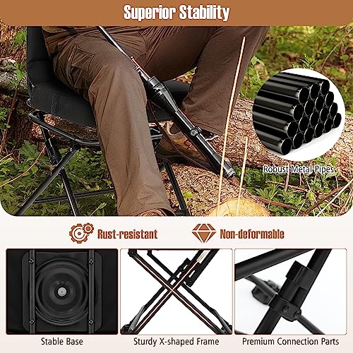 Goplus Hunting Chair 360° Swivel Folding Deer Hunting Chair with Padded Cushion, Black F10718