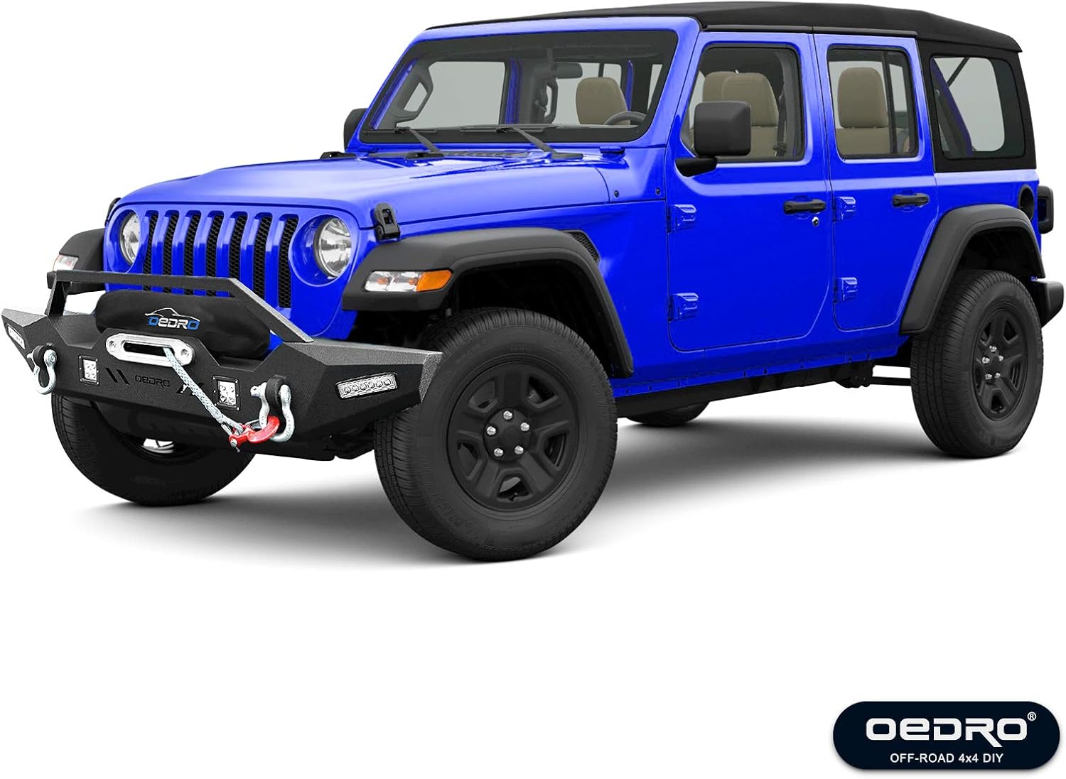 OEDRO Front Bumper for Jeep Wrangler JL & Gladiator with Winch Plate and LED Lights P686