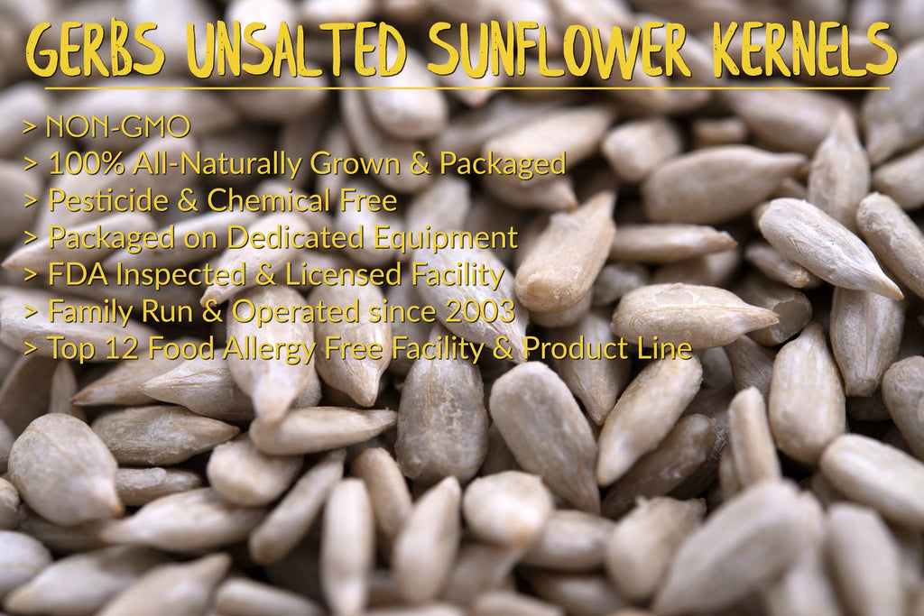 Roasted Sunflower Seed Kernels by Gerbs, Unsalted, 2 LBS, Non GMO B415