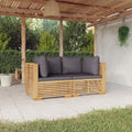 Walmeck Patio Corner Sofas with Cushions 2 pcs Solid Wood Teak
