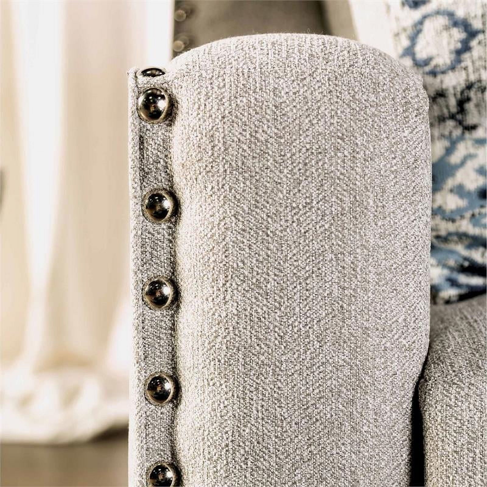 Furniture of America Brill Transitional Fabric Nailhead Sofa Light Gray T22777