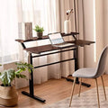 HJZBNONE Standing Desk  2-Tier Height Adjustable Sit to Standing Desk  Computer Desk Workstation with Monitor Stand &amp; Foldable Crank Handle  Ergonomic Home Office Desk (Brown)