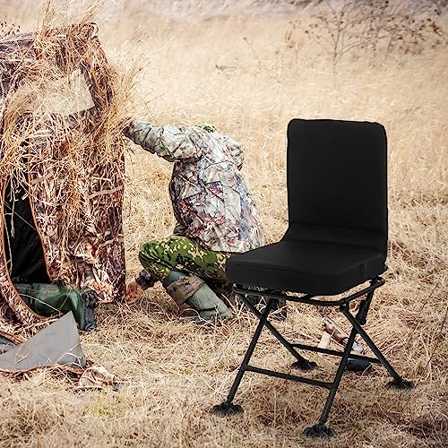 Goplus Hunting Chair 360° Swivel Folding Deer Hunting Chair with Padded Cushion, Black F10718