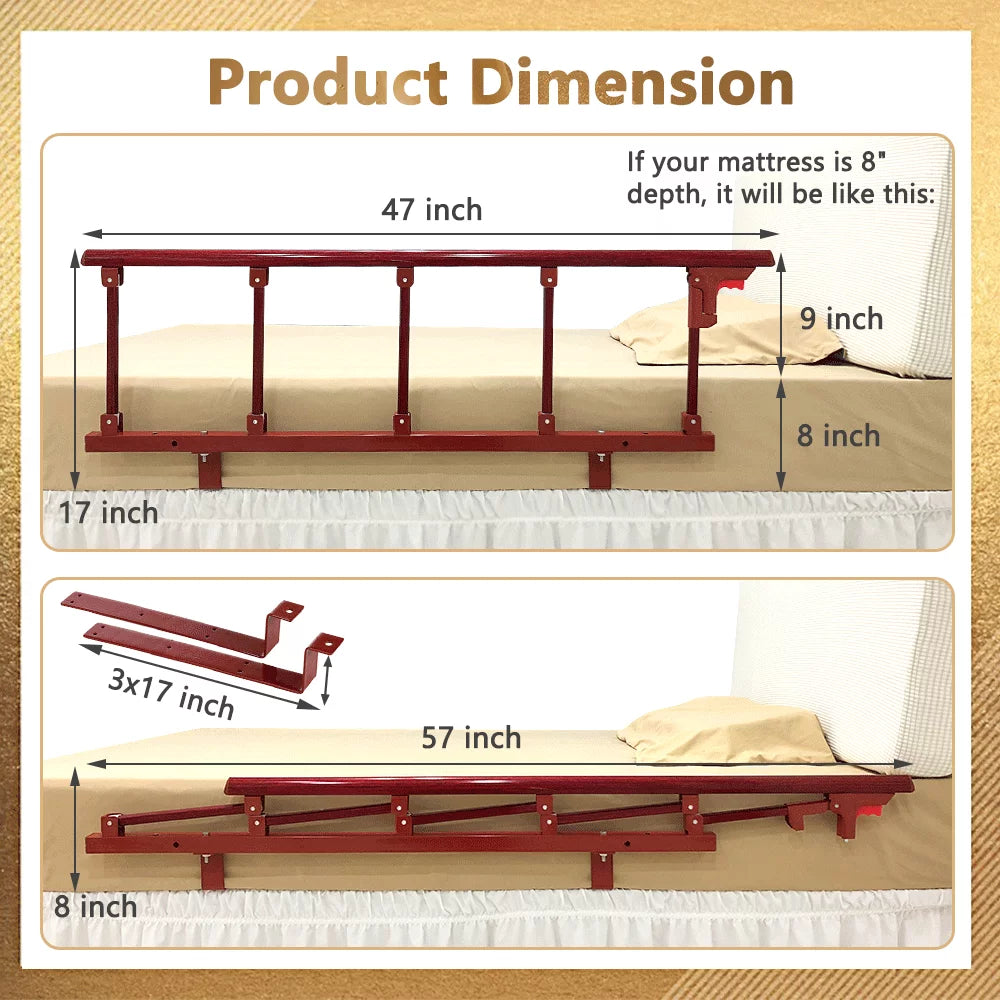 Bed Railing Safety Rails for Seniors with Swing Down Handle C4808