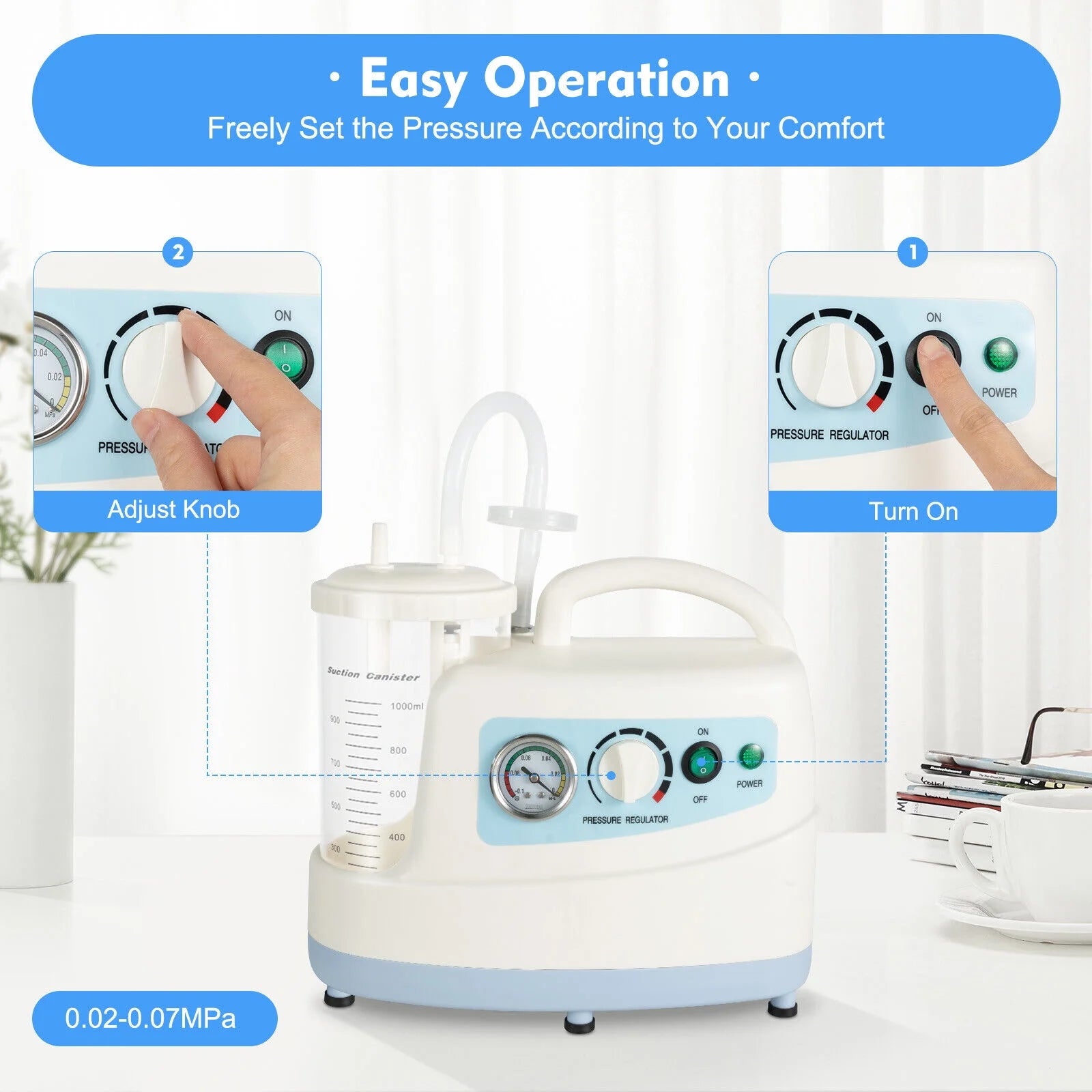 Portable Medical Vacuum Aspirator Machine 1000ML Suction Unit T885553