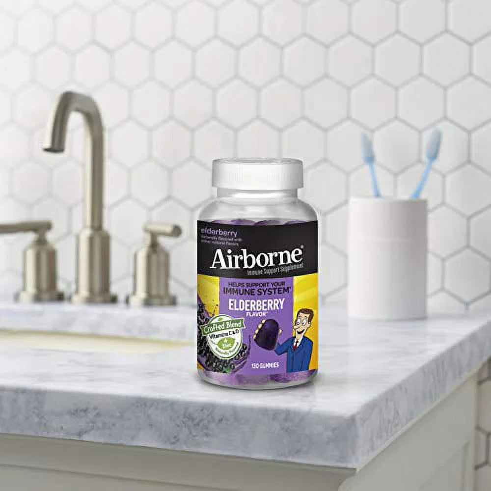 Airborne Elderberry + Vitamins & Zinc Gummies, 130 Count, Gluten-Free X352