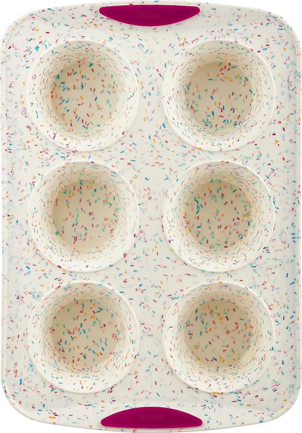 Trudeau Structure White Confetti Reinforced 6 Cup Jumbo Muffin Pan U3477