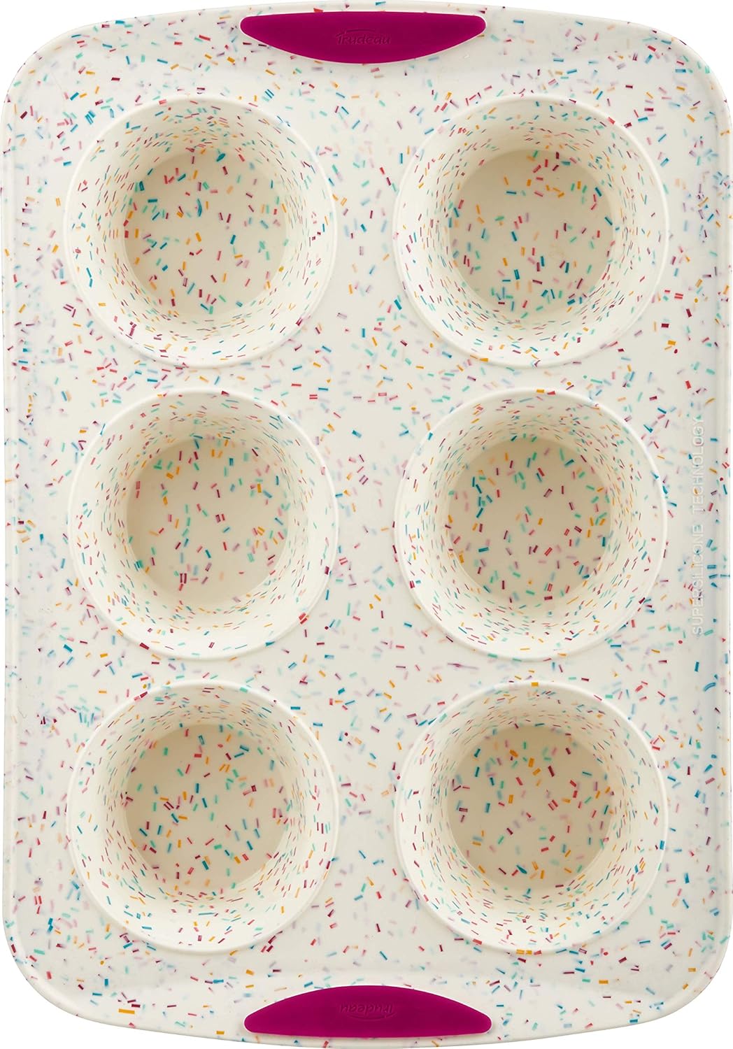 Trudeau Structure White Confetti Reinforced 6 Cup Jumbo Muffin Pan U3477